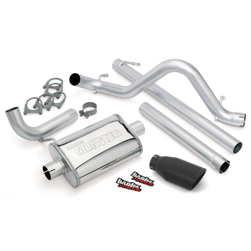 Jeep Wrangler Unlimited Performance Exhaust - Banks Power - Monster Exhaust, 2.5-inch Single Exit, Cerakote Black Tip - Black - `07-`11